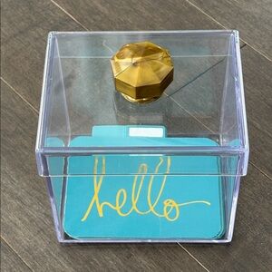 HEIDI SWAPP Photo Storage Box, Acrylic Case Gold Faceted Knob Turquoise Inserts
